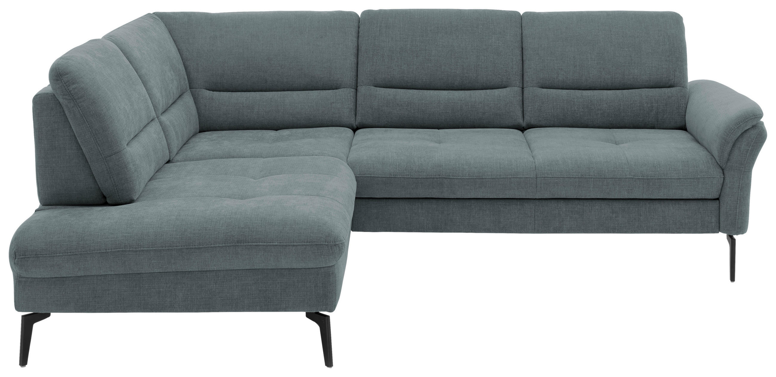 ECKSOFA in Webstoff Blaugrau  - Blaugrau/Schwarz, Design, Textil/Metall (206/256cm) - Beldomo System