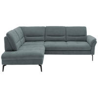 ECKSOFA in Webstoff Blaugrau  - Blaugrau/Schwarz, Design, Textil/Metall (206/256cm) - Beldomo System