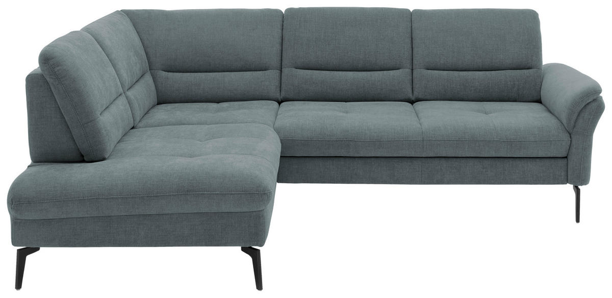 ECKSOFA in Webstoff Blaugrau  - Blaugrau/Schwarz, Design, Textil/Metall (206/256cm) - Beldomo System