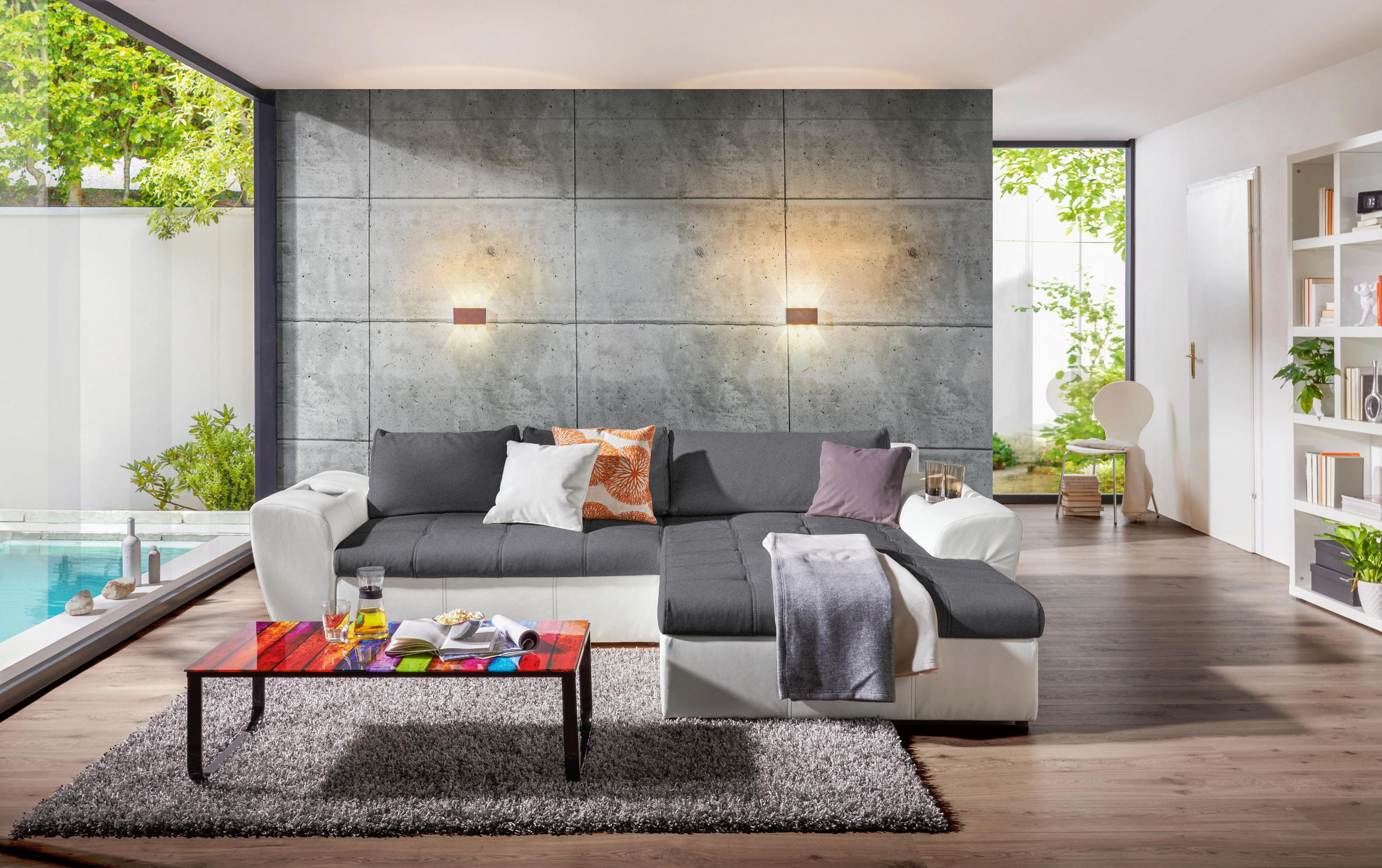 WOHNLANDSCHAFT in Anthrazit, Weiß Textil - Anthrazit/Schwarz, Design, Kunststoff/Textil (204/290cm) - CARRYHOME