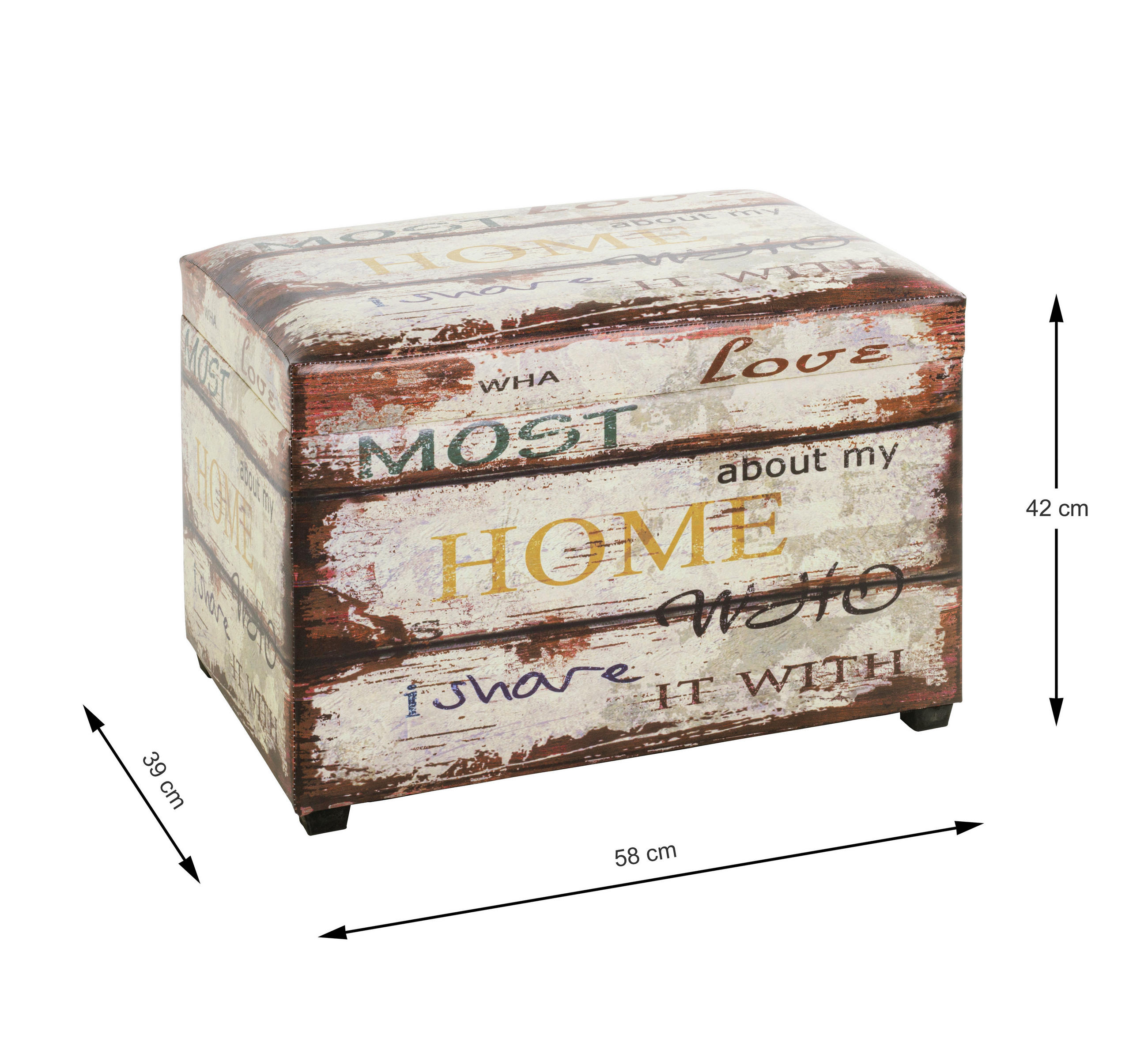 Thumbnail - Truhenbank, Braun, Beige, Textil, Vintage, 58x42x39 cm, Esszimmer, Bänke, Sitzbänke