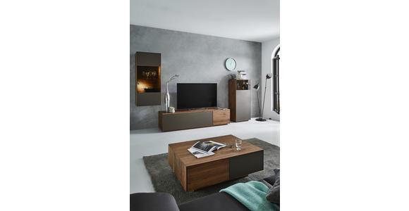 COUCHTISCH in Glas, Holz 100/100/37 cm - Nussbaumfarben/Bronzefarben, Design, Glas/Holz (100/100/37cm) - Dieter Knoll