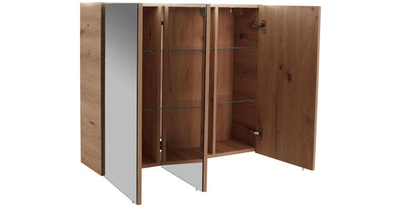 Spiegelschrank mit Soft-Close + Led Avensis B : 75cm - Klar/Eichefarben, MODERN, Glas/Holzwerkstoff (75/73/20,5cm) - Luca Bessoni