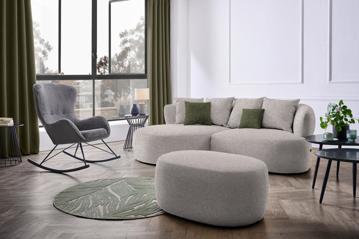 ECKSOFA in Chenille Greige  166/235 cm  - Greige/Schwarz, MODERN, Kunststoff/Textil (166/235cm) - Hom`in