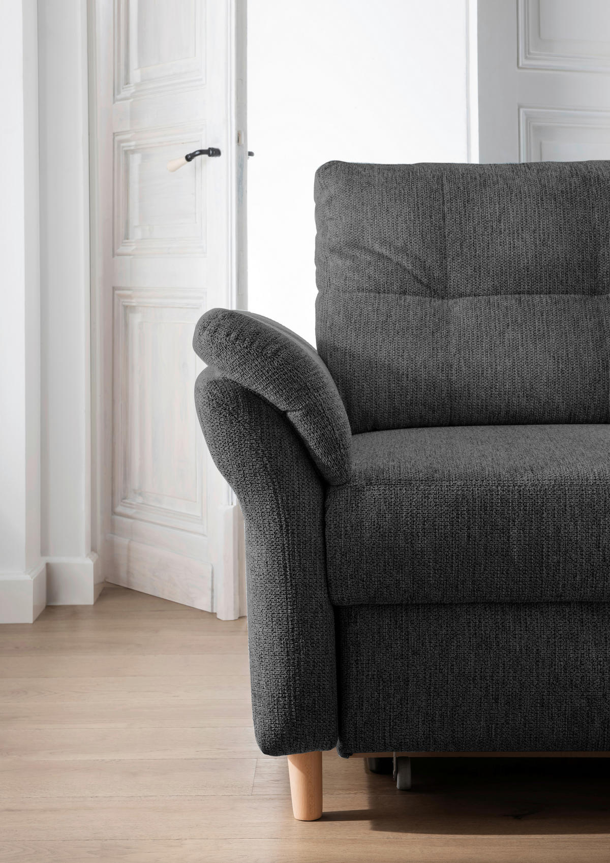 ECKSOFA in Chenille Anthrazit  - Anthrazit/Naturfarben, Modern, Holz/Textil (250/176cm) - Livetastic