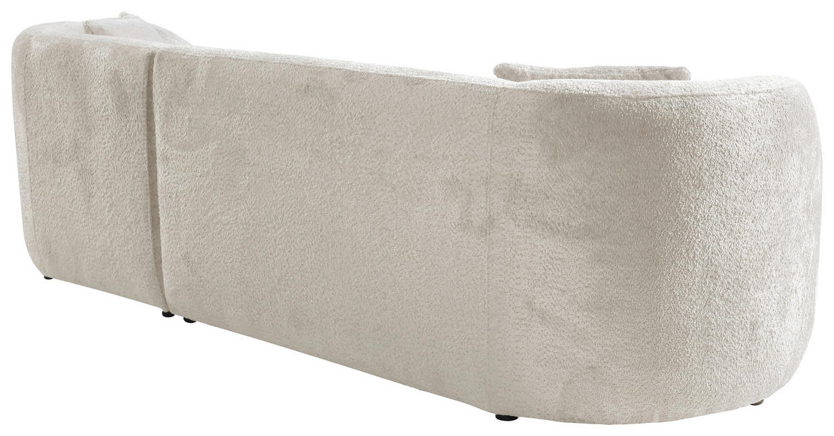 ECKSOFA in Bouclé Weiss  - Weiss/Schwarz, Design, Kunststoff/Textil (264/143cm) - MID.YOU