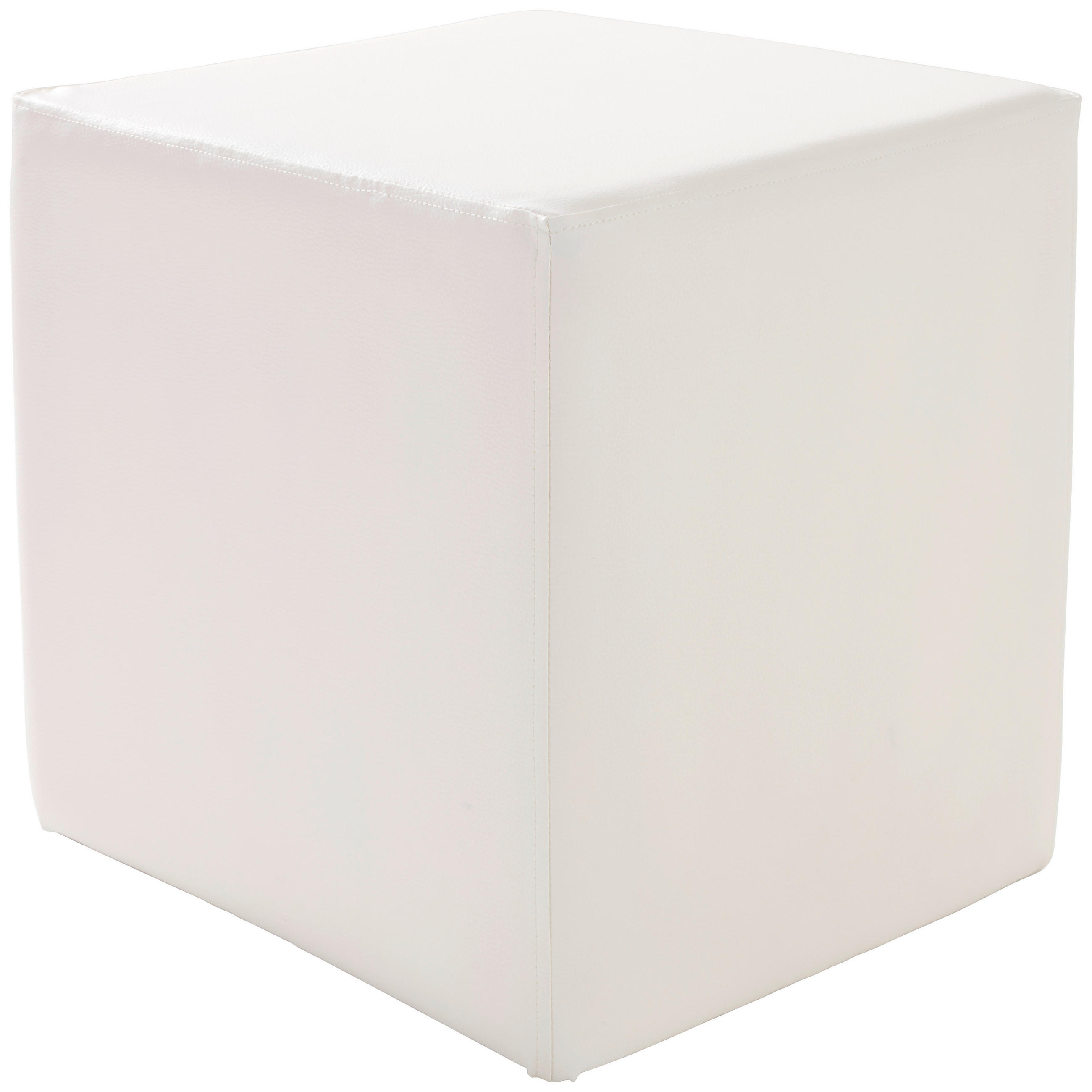 Hocker Betty Lederlook Weiß H: 45 Cm Würfelförmig