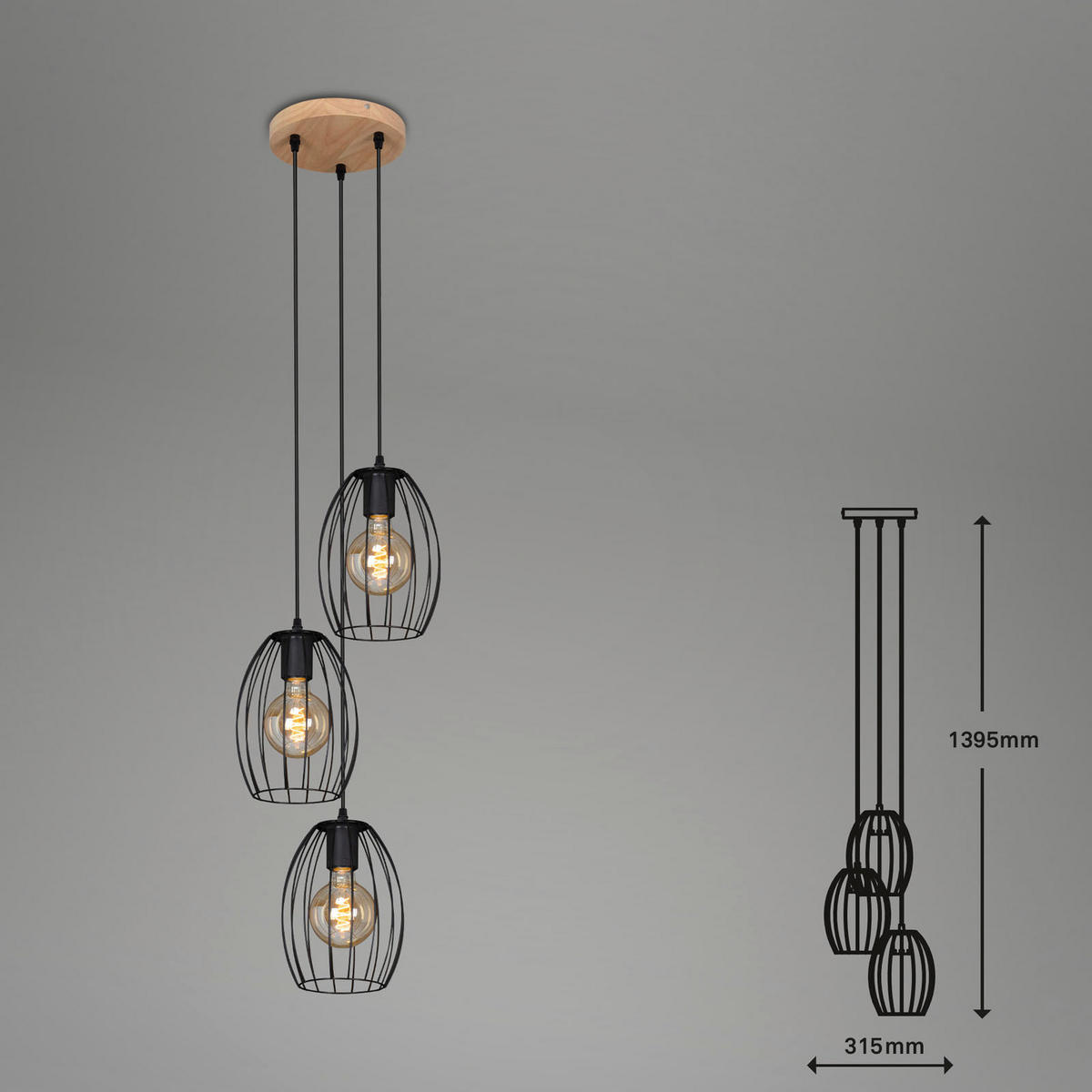 LUSTER       - crna, Trendi, drvo/metal (31,5/139,5cm)