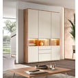 VITRINENKOMBINATION  in Buchefarben, Beige - Beige/Buchefarben, KONVENTIONELL, Glas/Holzwerkstoff (150/215/40cm) - Venda