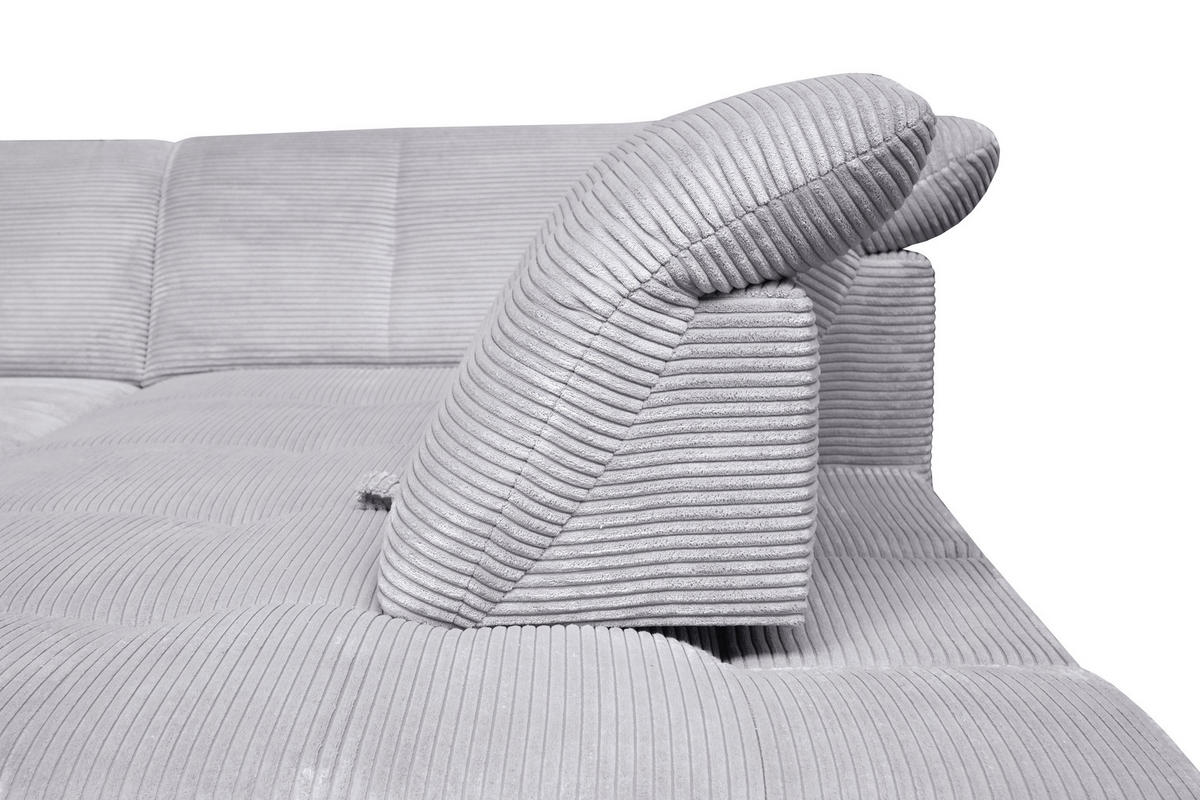 ECKSOFA Hellgrau Cord  - Hellgrau/Schwarz, Design, Textil/Metall (242/313cm) - Xora