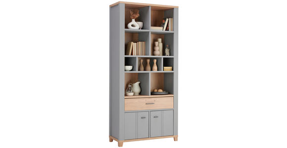 REGAL Grau, Eiche Artisan  - Graphitfarben/Eiche Artisan, Basics, Holzwerkstoff/Kunststoff (95/203/40cm) - Hom`in