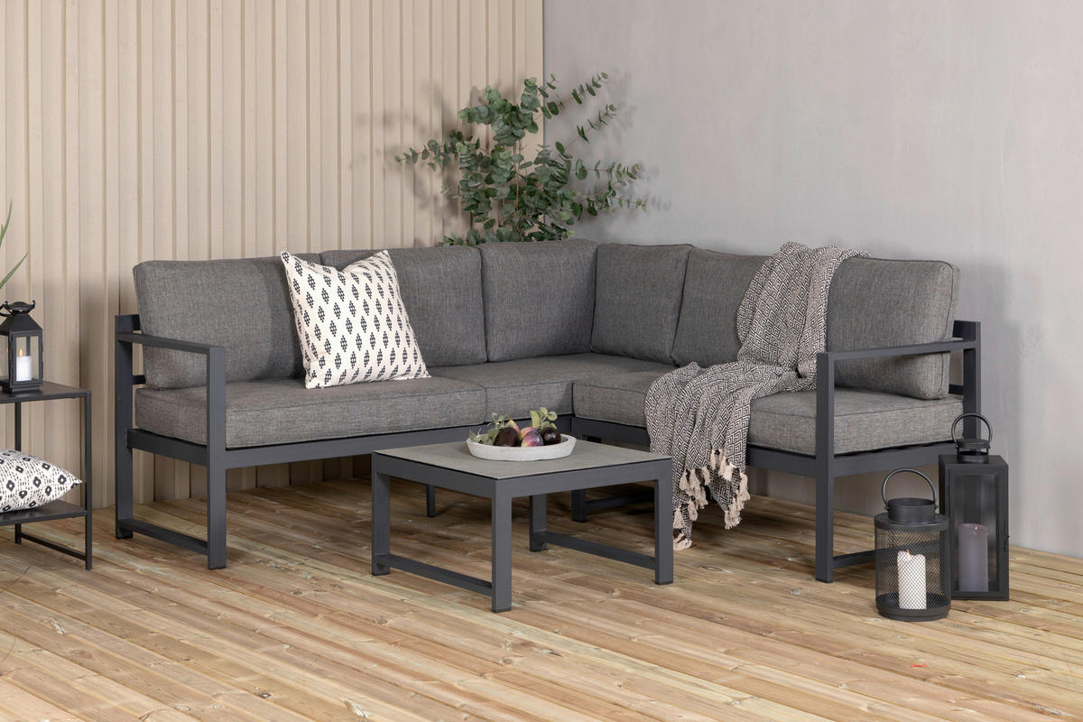 LOUNGEGRUPP 2 delar  - grå/svart, Basics, metall/textil (152/152/76cm)