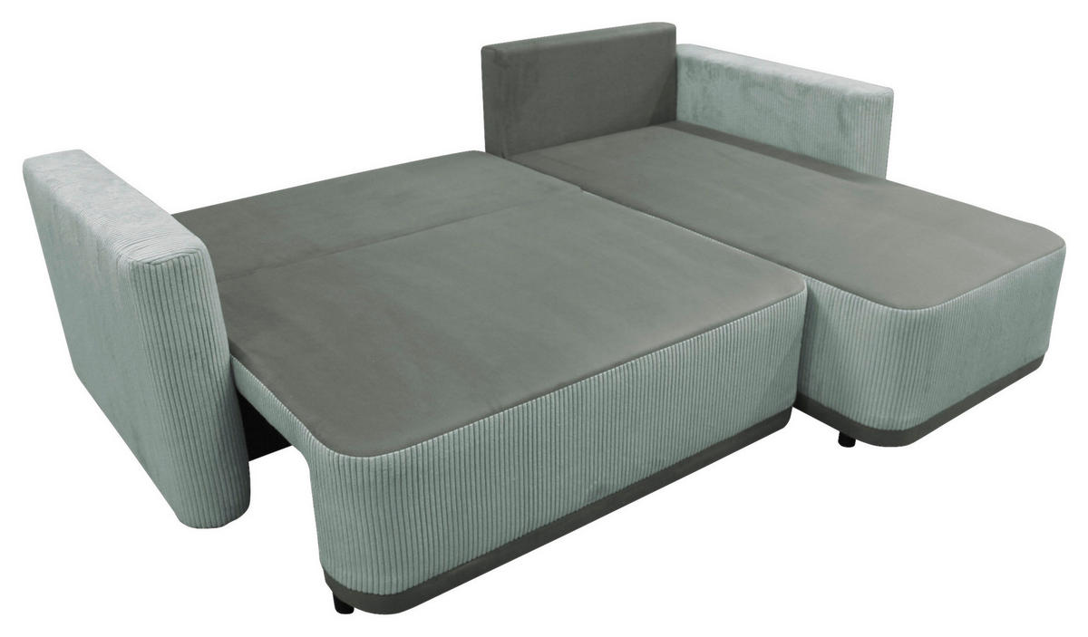 ECKSOFA STELLA Türkis Plüsch Rückenkissen, Bettkasten  - Türkis/Schwarz, Design, Kunststoff/Textil (234/166cm) - MID.YOU