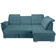 ECKSOFA Blau Chenille  - Chromfarben/Blau, KONVENTIONELL, Kunststoff/Textil (260/205cm) - Carryhome