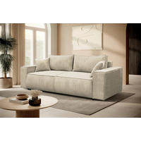 SCHLAFSOFA LOFT Cord Beige Querschläfer  inkl. Zierkissen, Rückenkissen, Bettkasten  - Beige/Schwarz, Design, Kunststoff/Textil (255/90/97cm) - MID.YOU