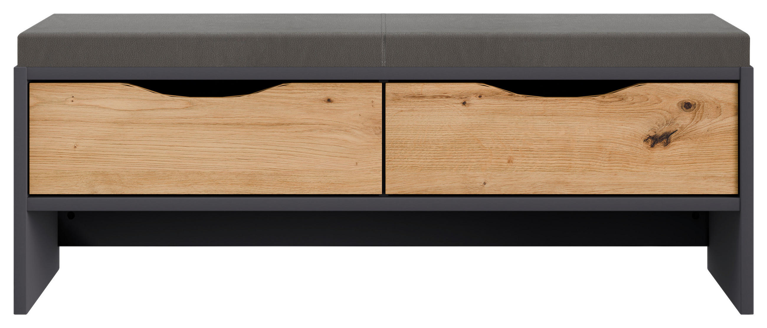 BETTBANK Grau, Eiche Artisan - Eiche Artisan/Grau, MODERN (125/47/37cm)