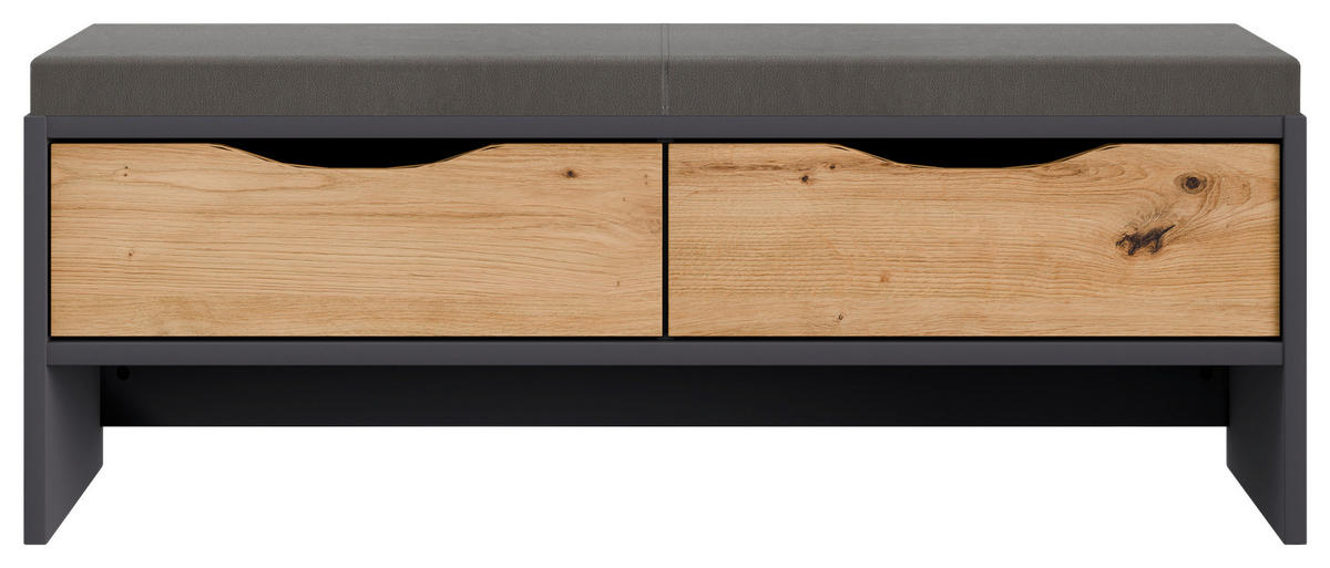 BETTBANK Grau, Eiche Artisan  - Eiche Artisan/Grau, MODERN (125/47/37cm)