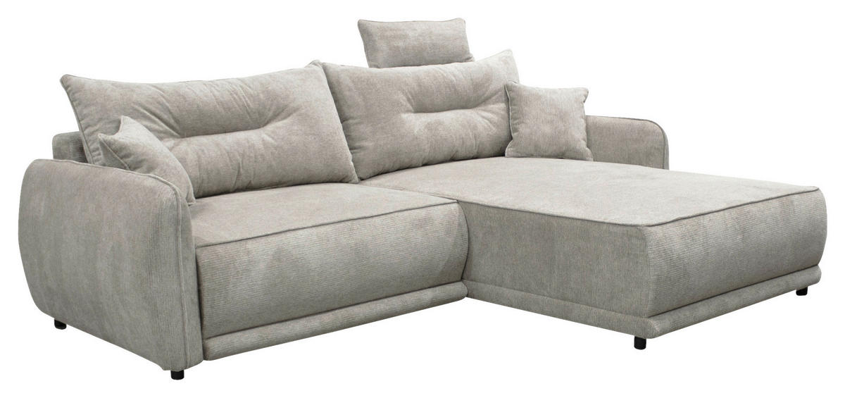 ECKSOFA  FRESH Graubraun Struktur  - Graubraun/Beige, Design, Kunststoff/Textil (264/195cm) - MID.YOU