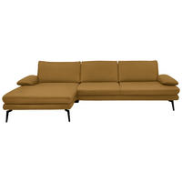 ECKSOFA Beldomo Premium in Echtleder Currygelb  180/310 cm  - Currygelb/Schwarz, Design, Leder/Metall (180/310cm) - Dieter Knoll
