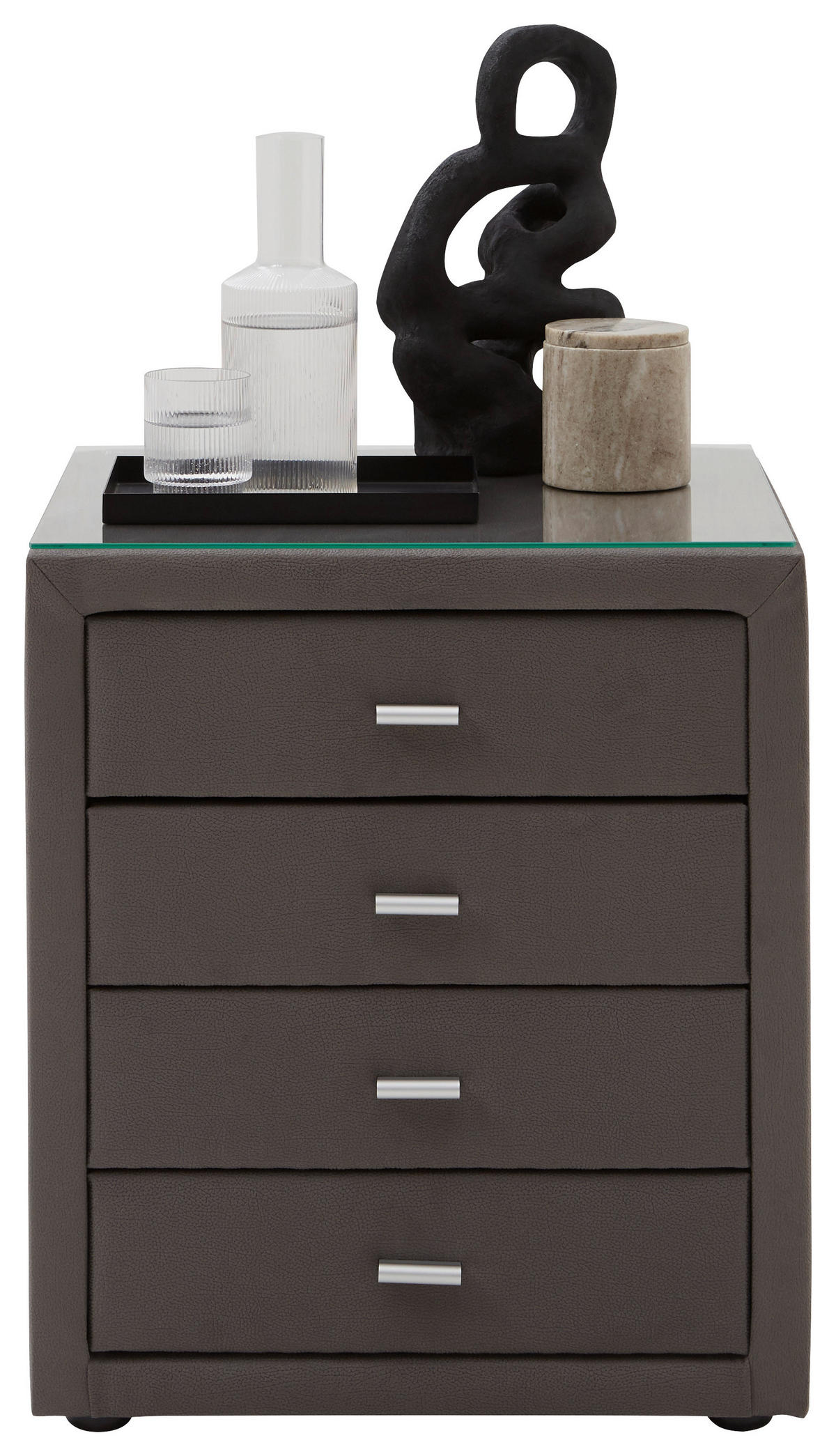 NACHTSCHRANK 50/56/45 cm  - Silberfarben/Schwarz, Trend, Glas/Textil (50/56/45cm) - Esposa