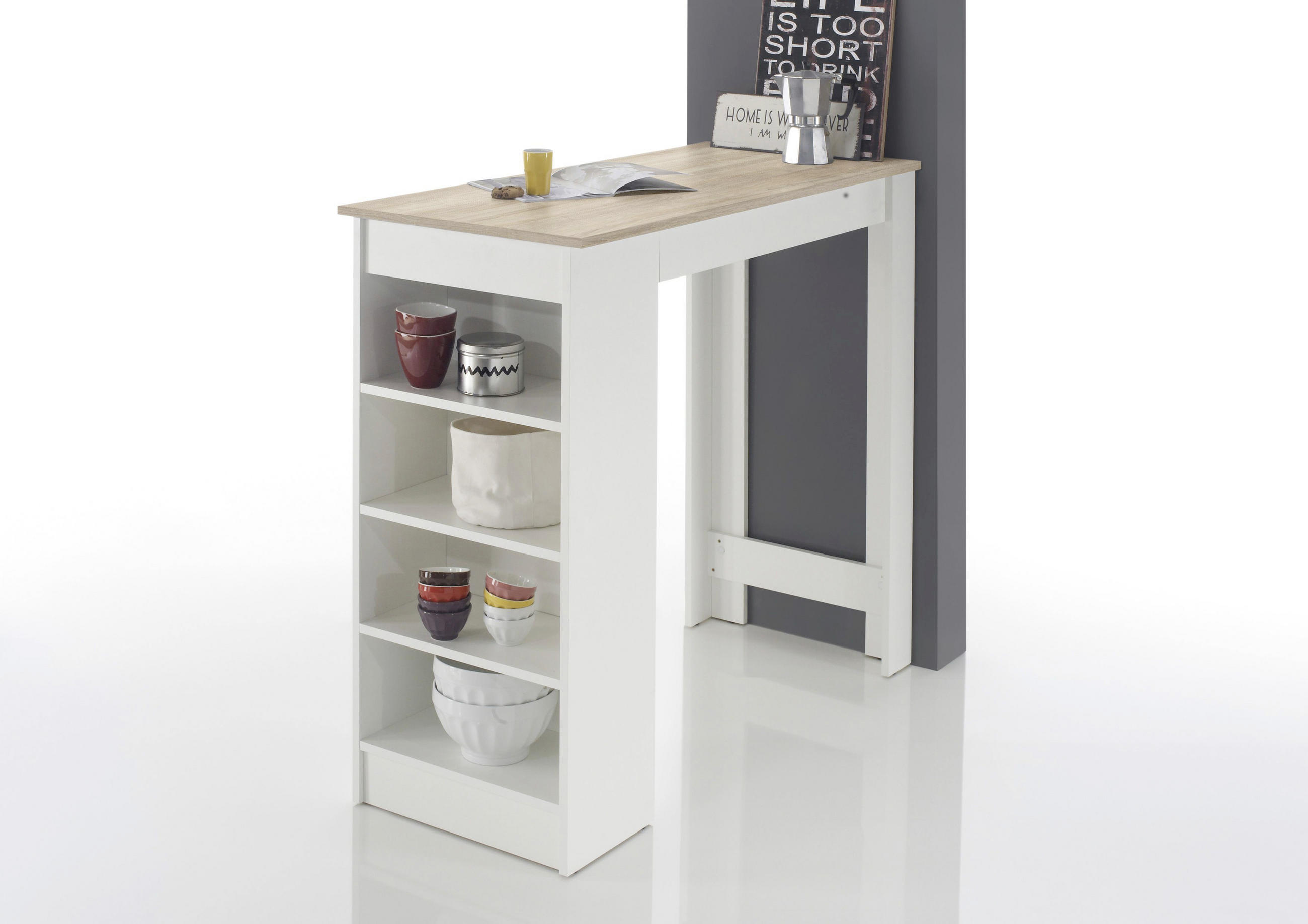BARSKI STOL bijela, boje hrasta drvni materijal - bijela/boje hrasta, Design, drvni materijal (115/50/103cm) - MID.YOU