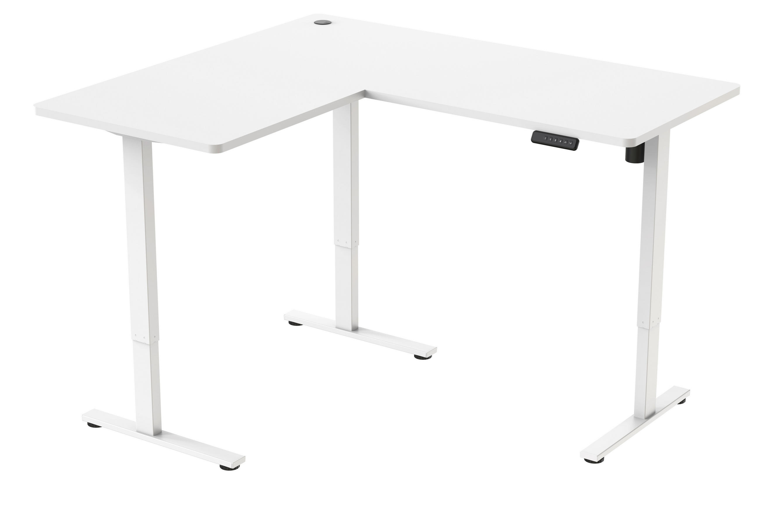 ECKSCHREIBTISCH  Weiß höhenverstellbar  - Weiß, MODERN, Holzwerkstoff/Metall (160/74,5/119/140cm) - MID.YOU