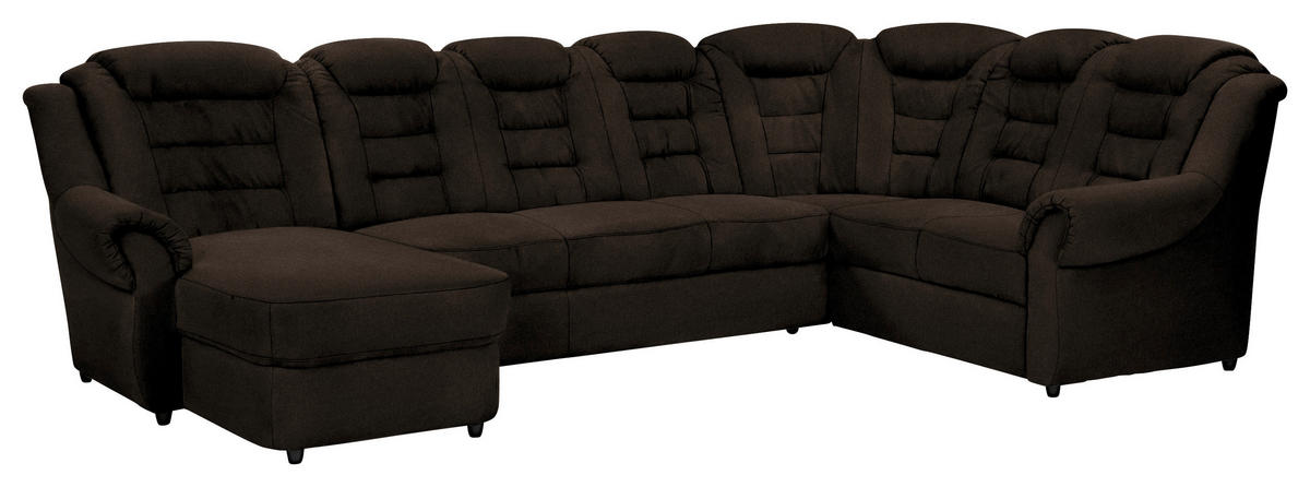 WOHNLANDSCHAFT in Chenille Braun  - Schwarz/Braun, Konventionell, Kunststoff/Textil (165/333/216cm) - Livetastic