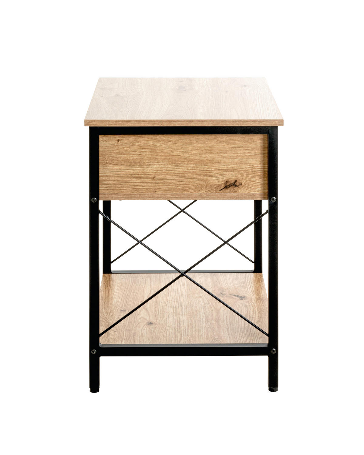 BEISTELLTISCH 45/40/60 cm Schwarz, Eichefarben  - Eichefarben/Schwarz, Design, Holzwerkstoff/Metall (45/40/60cm)