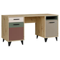 PISALNA MIZA leseni material barve hrasta, temno siva  - temno siva/črna, Design, umetna masa/leseni material (150/74/60cm) - Carryhome