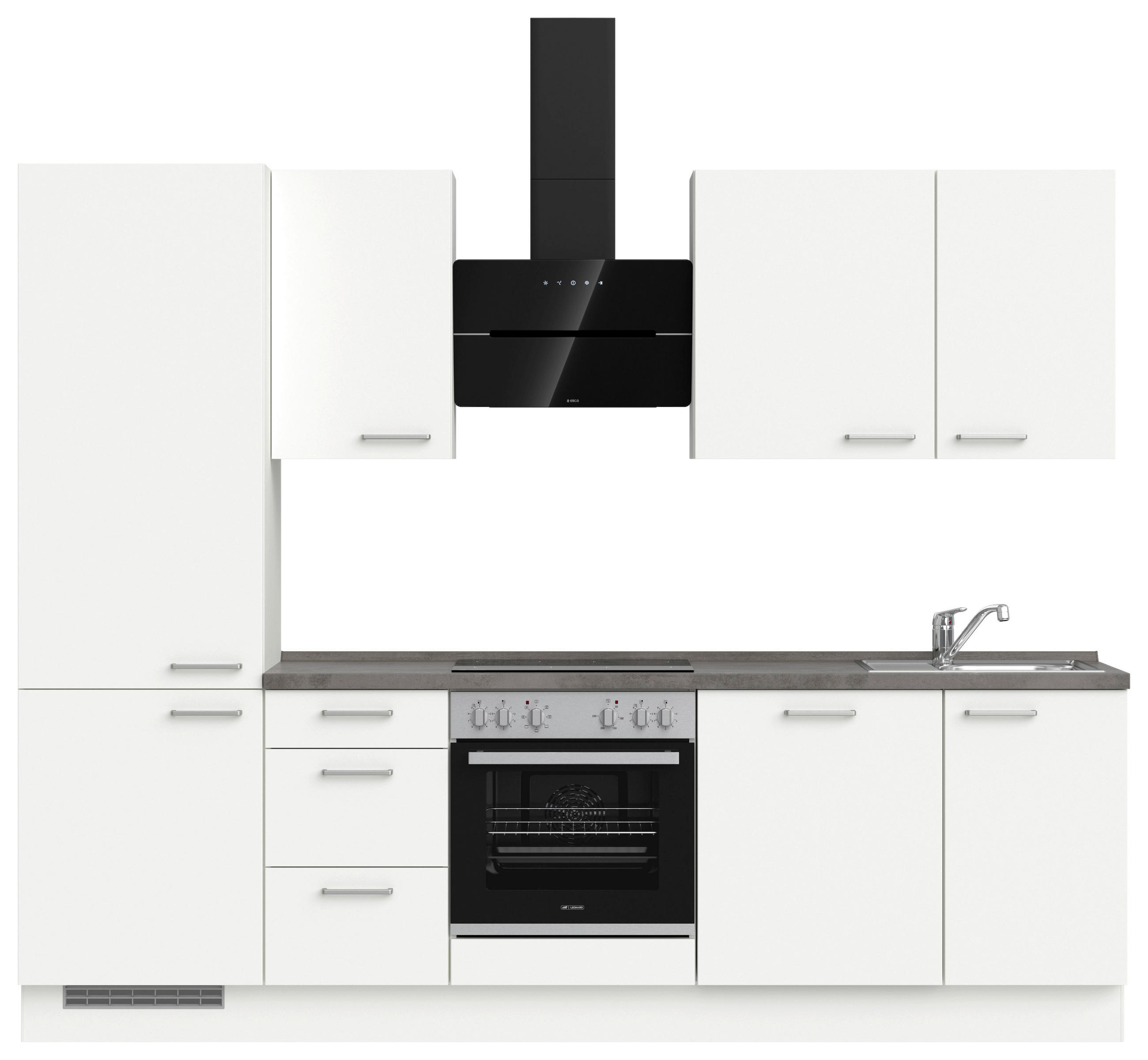 KÜCHENLEERBLOCK 270 cm   in Grau, Weiß  - Edelstahlfarben/Weiß, MODERN, Holzwerkstoff/Metall (270cm) - Nobilia