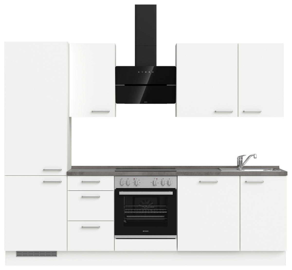 Bucătărie Fără Electrocasnice  - alb/culoare inox, Modern, metal/material pe bază de lemn (270cm) - Nobilia