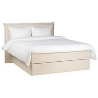BOXSPRINGBETT 140/200 cm,  in Beige, Matratze, gepolstertes Kopfteil, Topper, H3 + H3 = fest  - Beige/Schwarz, Trend, Textil (140/200cm) - Chameo