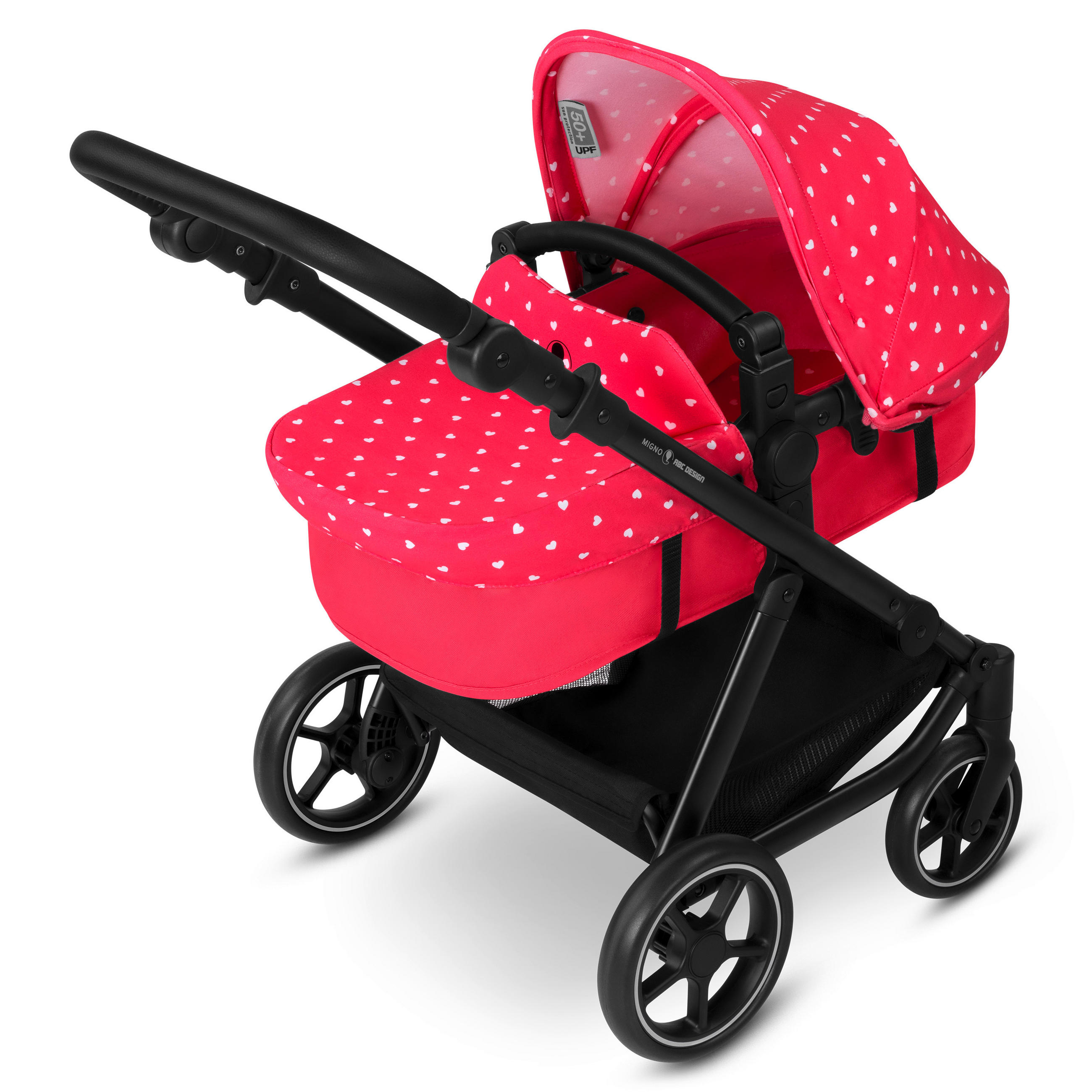 PUPPENWAGEN - Pink/Weiß, Basics, Textil/Metall (62/45/67cm) - ABC Design