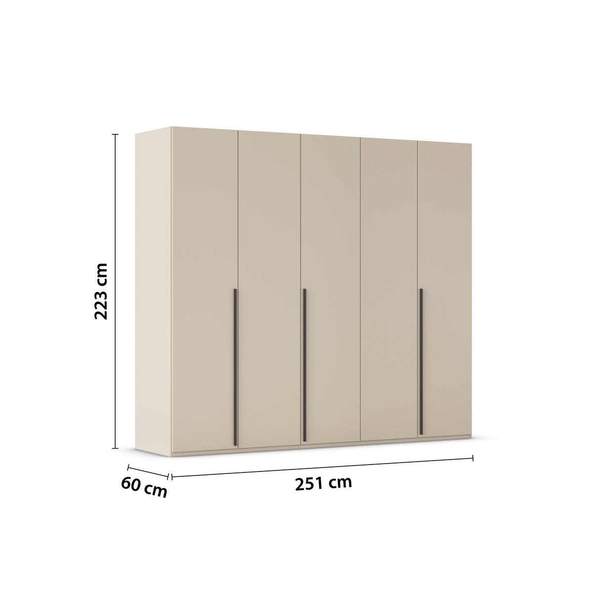 DREHTÜRENSCHRANK 251/223/60 cm 5-türig Champagner  - Champagner/Graphitfarben, Design, Holzwerkstoff/Metall (251/223/60cm) - home24