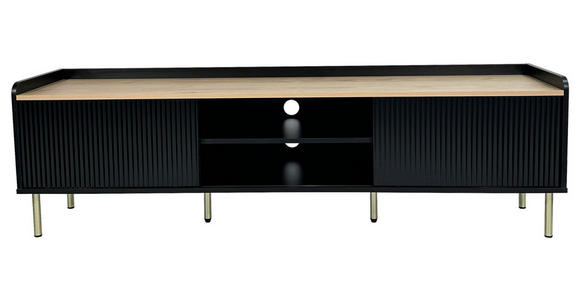 LOWBOARD SNOW 180/54/40 cm  Beimöbel erhältlich, stehend  - Eichefarben/Schwarz, Design, Holzwerkstoff/Metall (180/54/40cm) - Xora