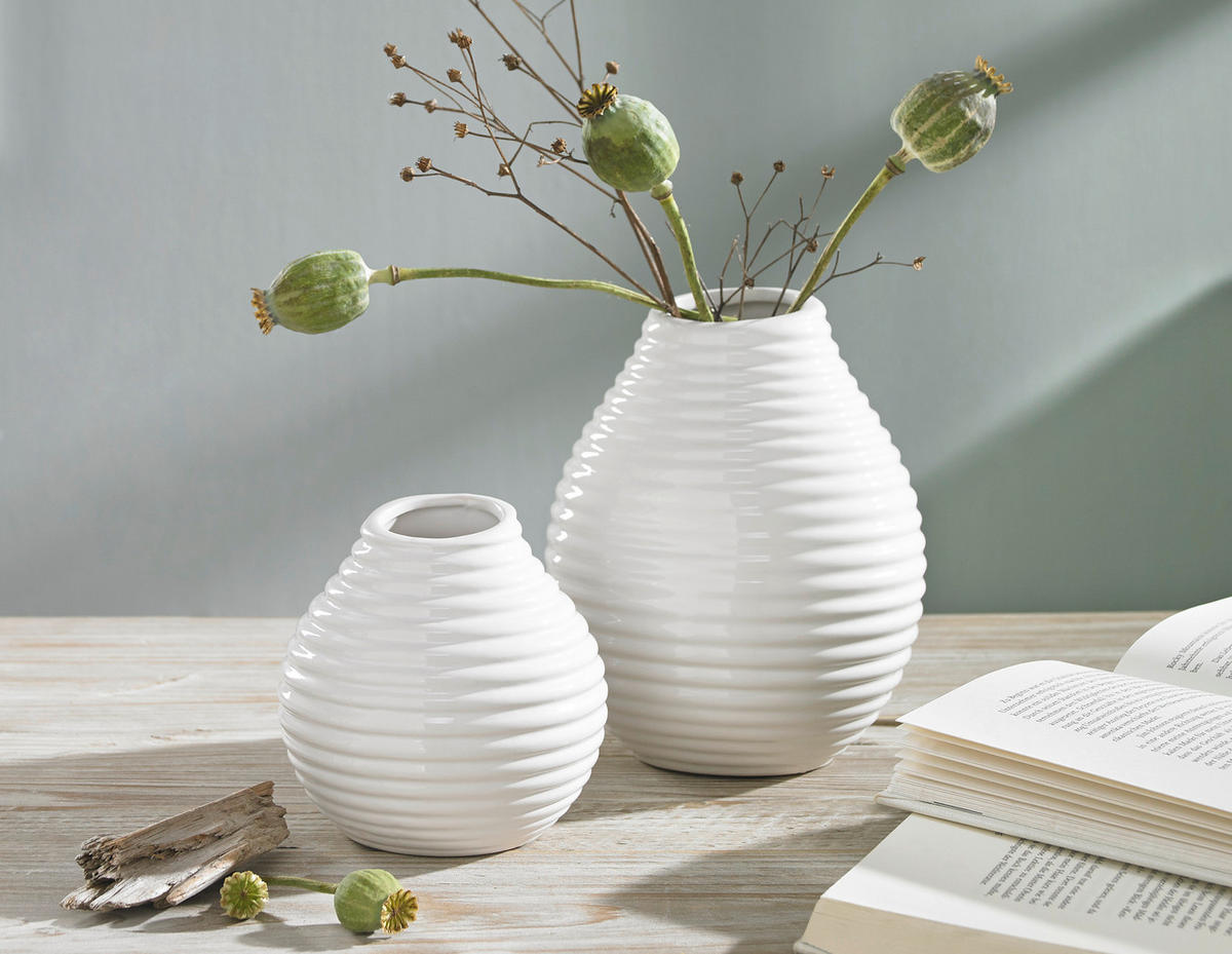 VÁZA, keramika, 12 cm - bílá, Basics, keramika (12/12/12cm) - Ritzenhoff Breker