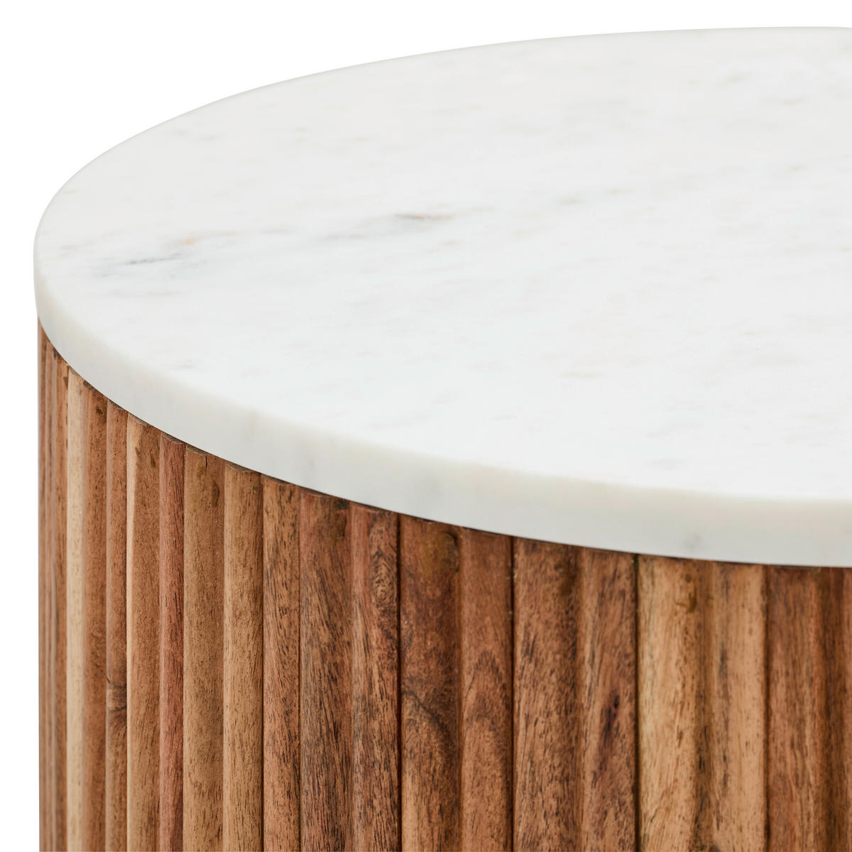 COUCHTISCH Akazie massiv rund Weiß, Akaziefarben  - Weiß/Akaziefarben, Design, Holz/Stein (50/45/50cm) - MID.YOU
