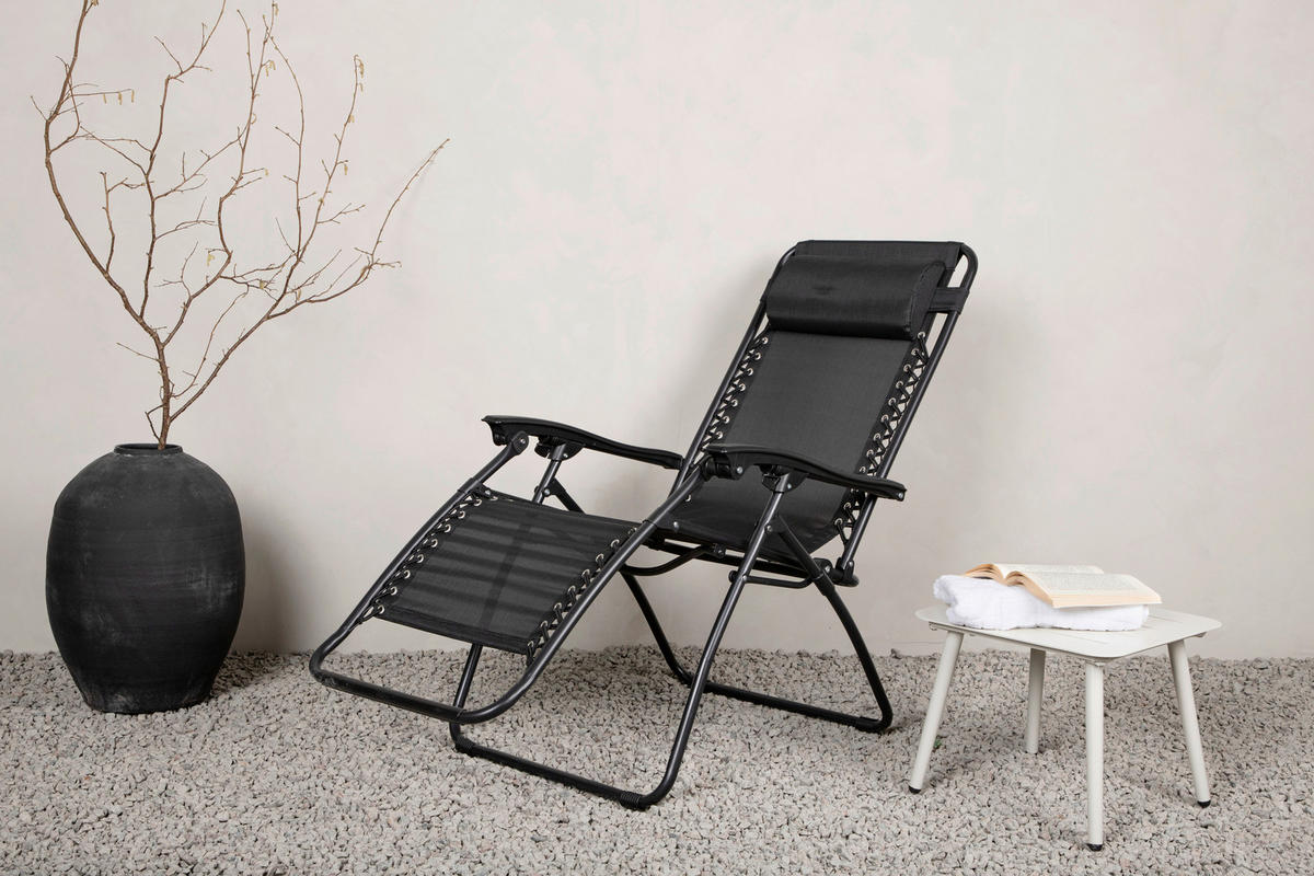 GARTEN-RELAXSESSEL 68/112/90 cm  - Schwarz, KONVENTIONELL, Kunststoff/Textil (68/112/90cm) - Gardenson