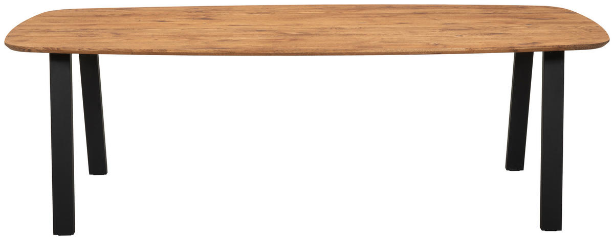 ESSTISCH Eiche vollmassiv oval Schwarz, Eiche dunkel  - Eiche dunkel/Schwarz, Design, Holz/Metall (240/110/76cm) - Welnova