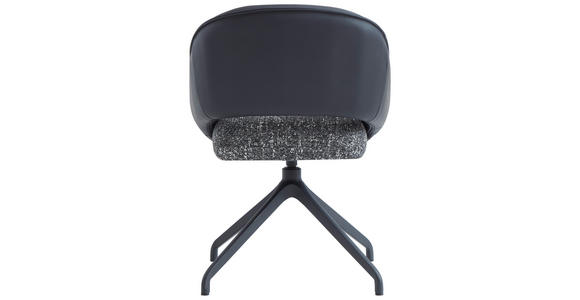ARMLEHNSTUHL  Sitzfläche 360° drehbar, automatische Rückholfunktion Webstoff Echtleder  - Schwarz, Design, Leder/Textil (61/81/66cm) - Dieter Knoll
