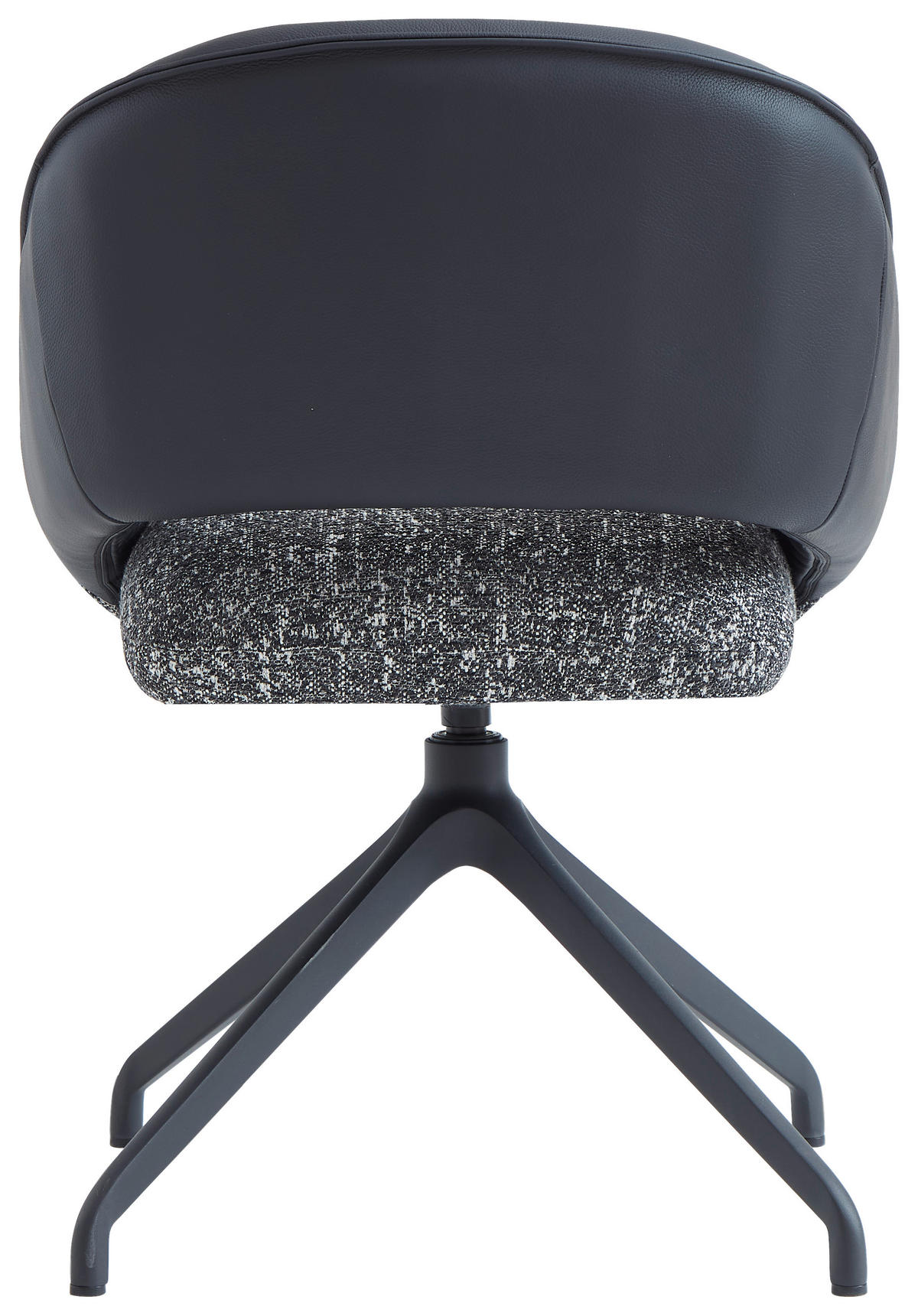 ARMLEHNSTUHL  Sitzfläche 360° drehbar, automatische Rückholfunktion Webstoff Echtleder  - Schwarz, Design, Leder/Textil (61/81/66cm) - Dieter Knoll