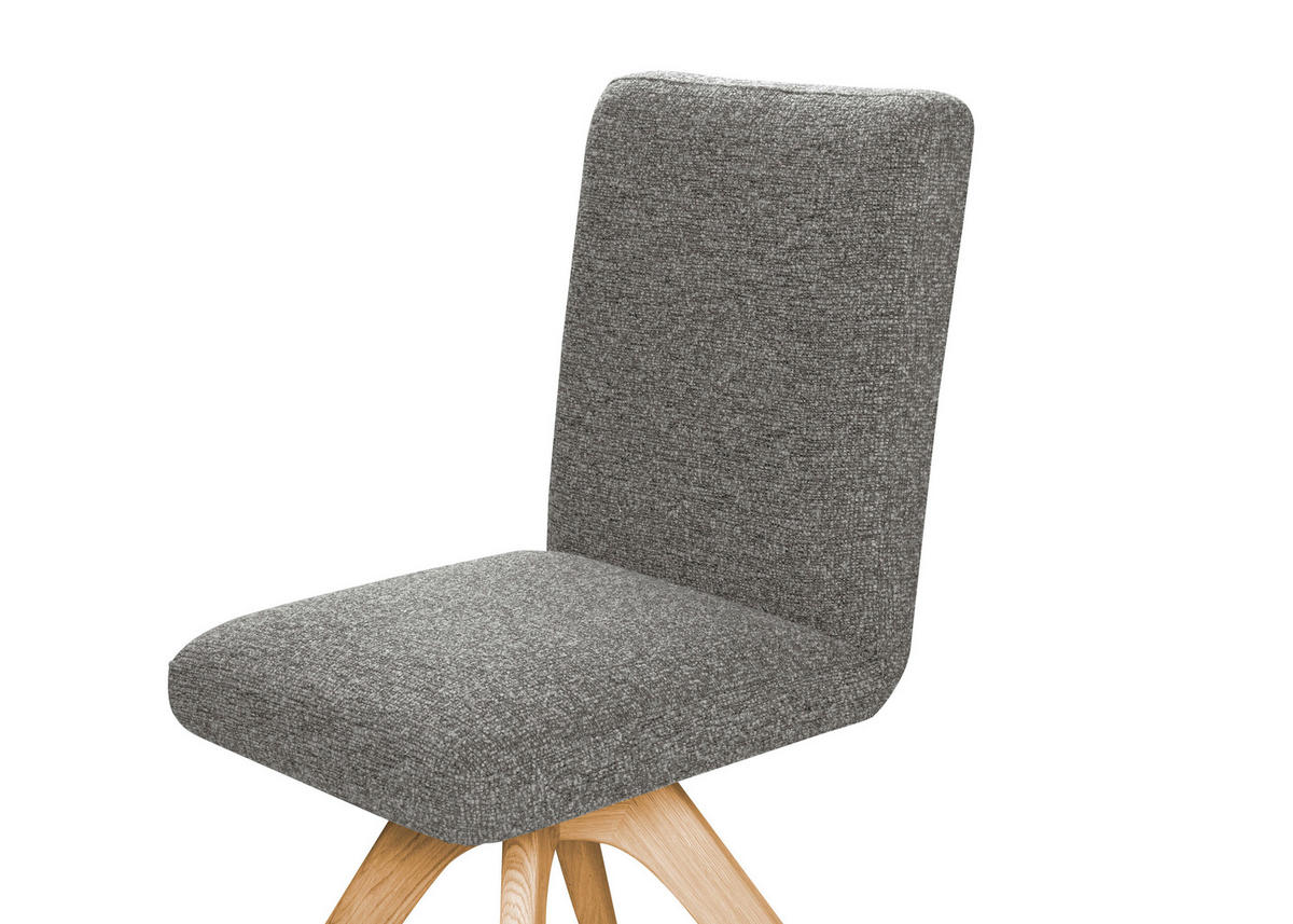 STUHL Webstoff Grau Eiche vollmassiv  - Eichefarben/Grau, KONVENTIONELL, Holz/Textil (47/89/60cm) - Linea Natura