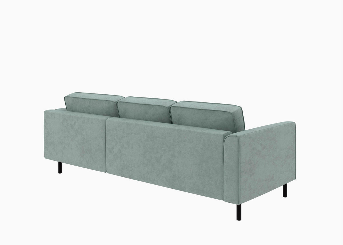 ECKSOFA  in Struktur Mintgrün  232/161 cm  - Schwarz/Mintgrün, MODERN, Textil/Metall (232/161cm) - Trendmanufaktur