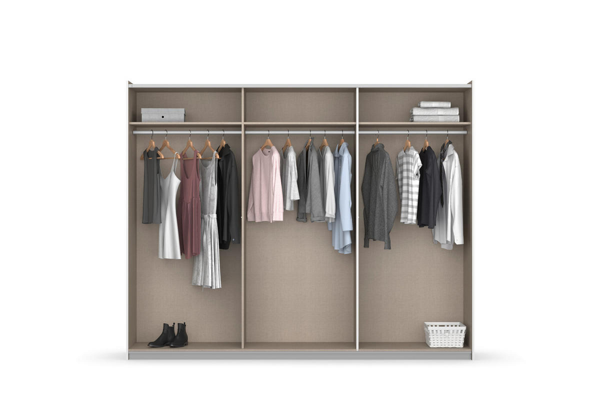 SCHWEBETÜRENSCHRANK in Grau, Weiss  - Weiss/Grau, Modern, Holzwerkstoff/Metall (261/210/59cm) - Rauch Möbel