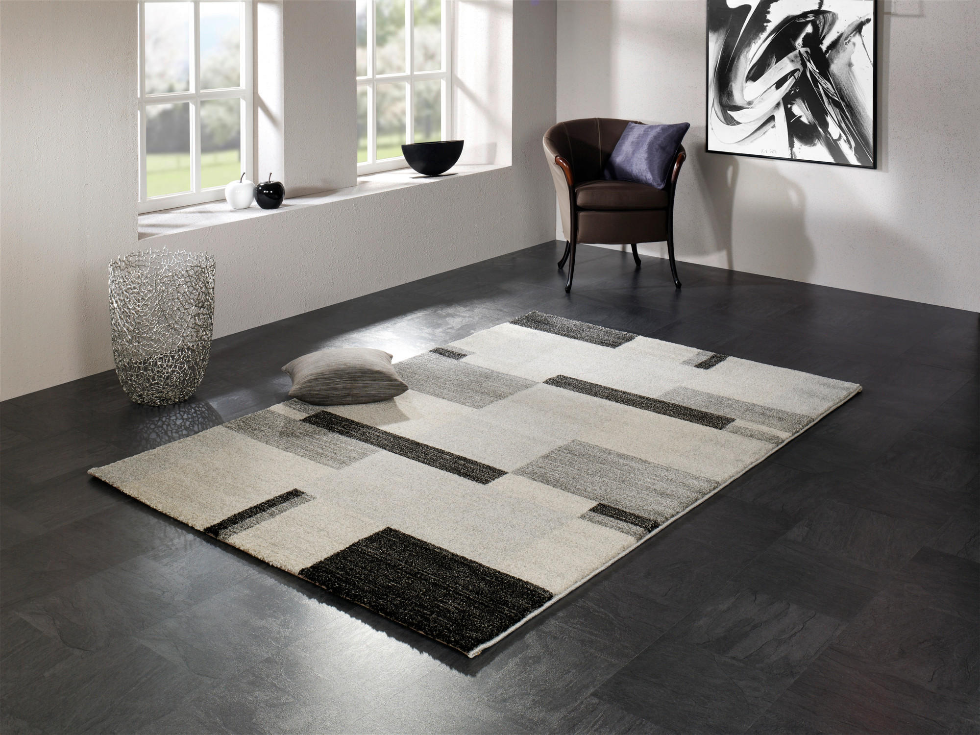 WEBTEPPICH 240/290 cm Palazzo Bloc Grau  - Grau, KONVENTIONELL, Textil (240/290cm) - Novel