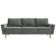 SCHLAFSOFA Samt Grau  - Buchefarben/Grau, KONVENTIONELL, Holz/Textil (225/91/99cm) - Carryhome