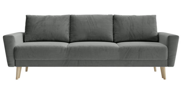 SCHLAFSOFA Samt Grau  - Buchefarben/Grau, KONVENTIONELL, Holz/Textil (225/91/99cm) - Carryhome