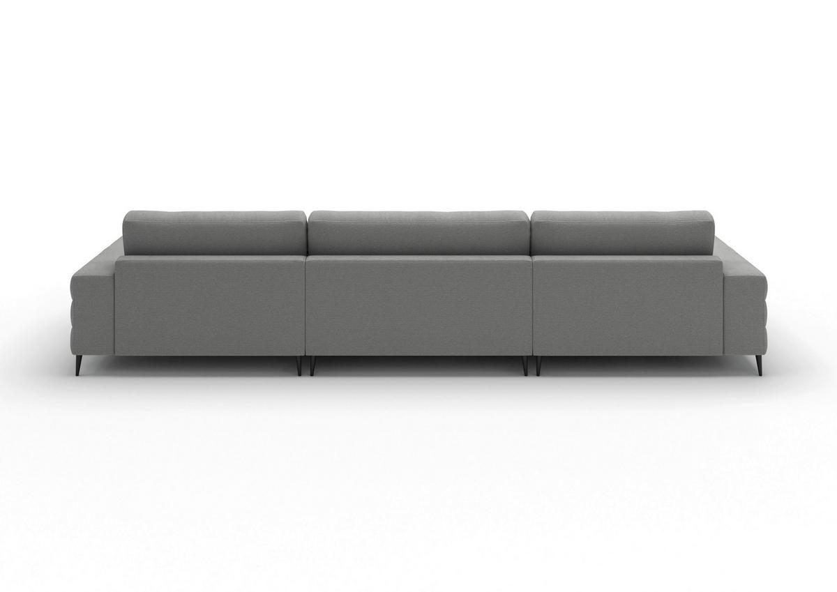 WOHNLANDSCHAFT Badia Base Silberfarben Feincord  - Silberfarben/Schwarz, Design, Textil/Metall (177/376/177cm) - Dieter Knoll