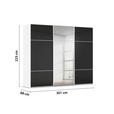 SCHWEBETÜRENSCHRANK 301/223/68 cm 3-türig Schwarz, Weiß  - Schwarz/Weiß, KONVENTIONELL, Glas/Holzwerkstoff (301/223/68cm) - Novel