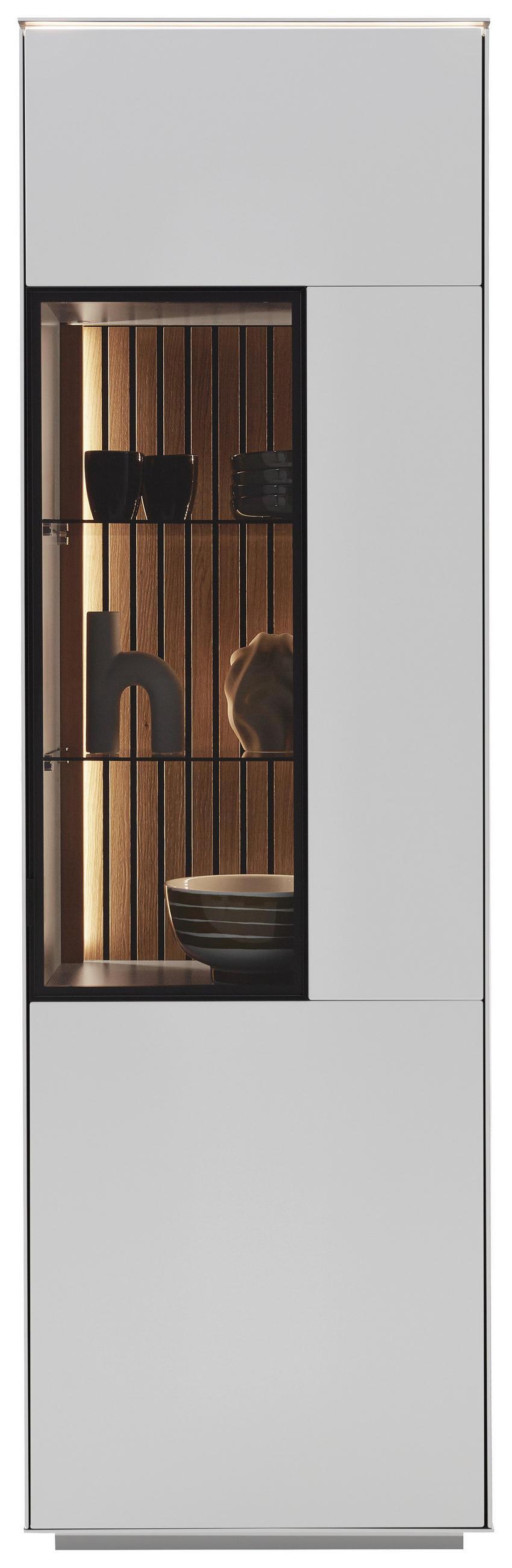 VITRINE  in Eiche Weiß, Eichefarben - Eichefarben/Schwarz, Design, Glas/Holz (60,8/198,6/40cm) - Dieter Knoll